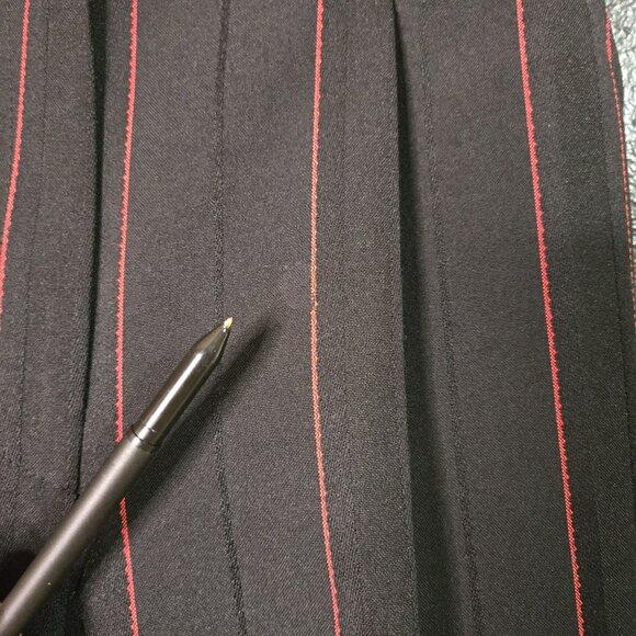VintageHigh Rise Pleated Front Dark Academia Gothic Punk Black Red Pinstripe Woo - Picture 4 of 8